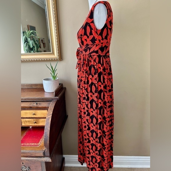 Anthropologie Plenty by Tracy Reese Fabiola Maxi Dress Red Black Tie Front S - Picture 4 of 10